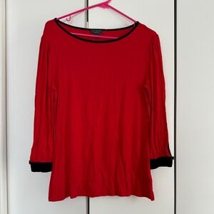 The Limited--Small Red blouse with Black trim and bow detail